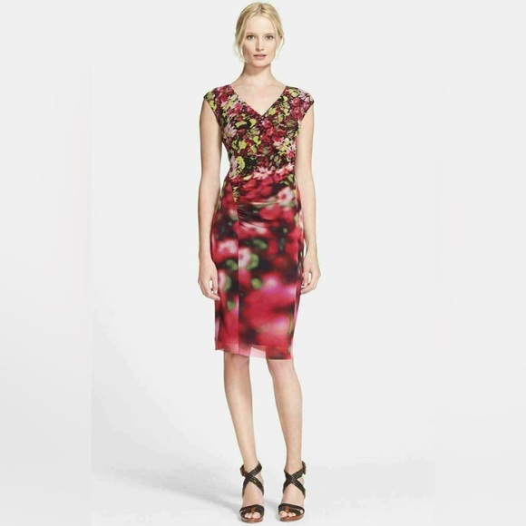 Vintage Jean Paul Gaultier Soleil Printed Midi Sheath Dress Floral Pink Small - Picture 3 of 8